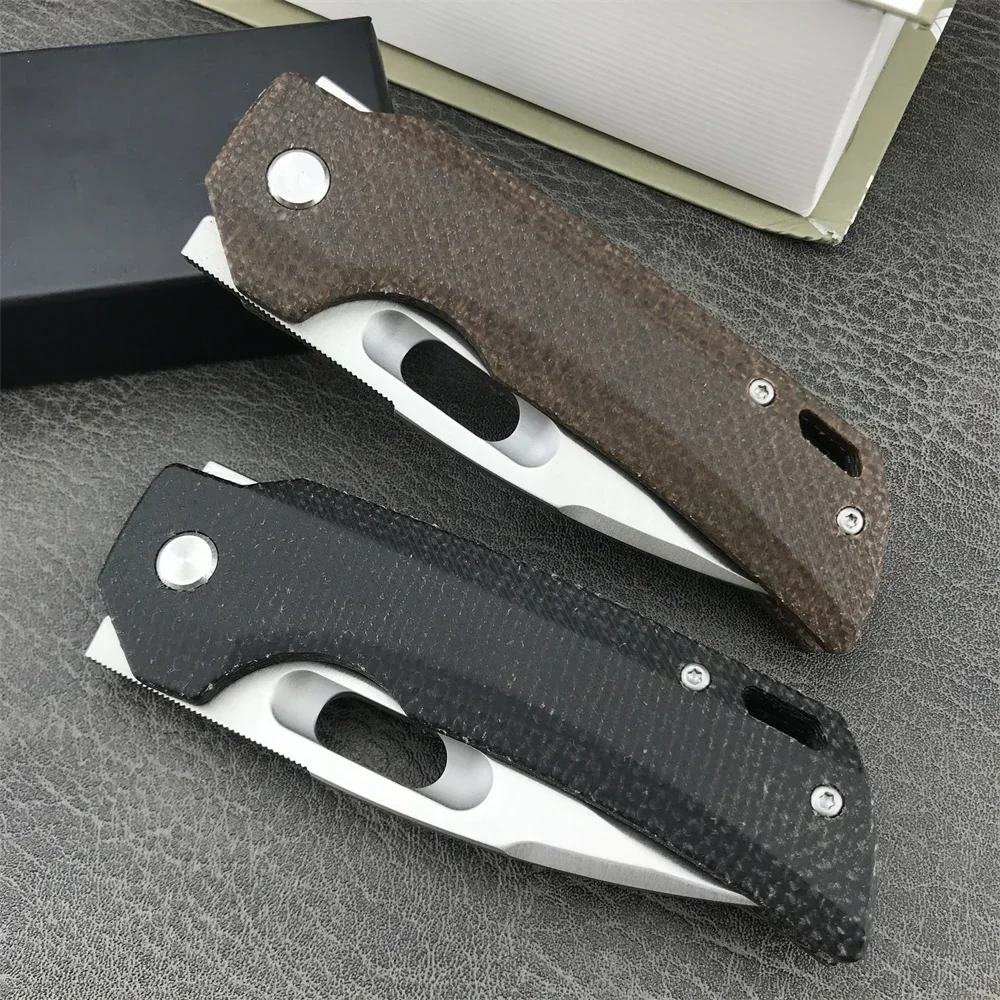 HUAAO Folding Knife D2 Steel Linen Handle with Magazine Holder Outdoor Camping Portable EDC Tool Survival Knife Everyday Carry