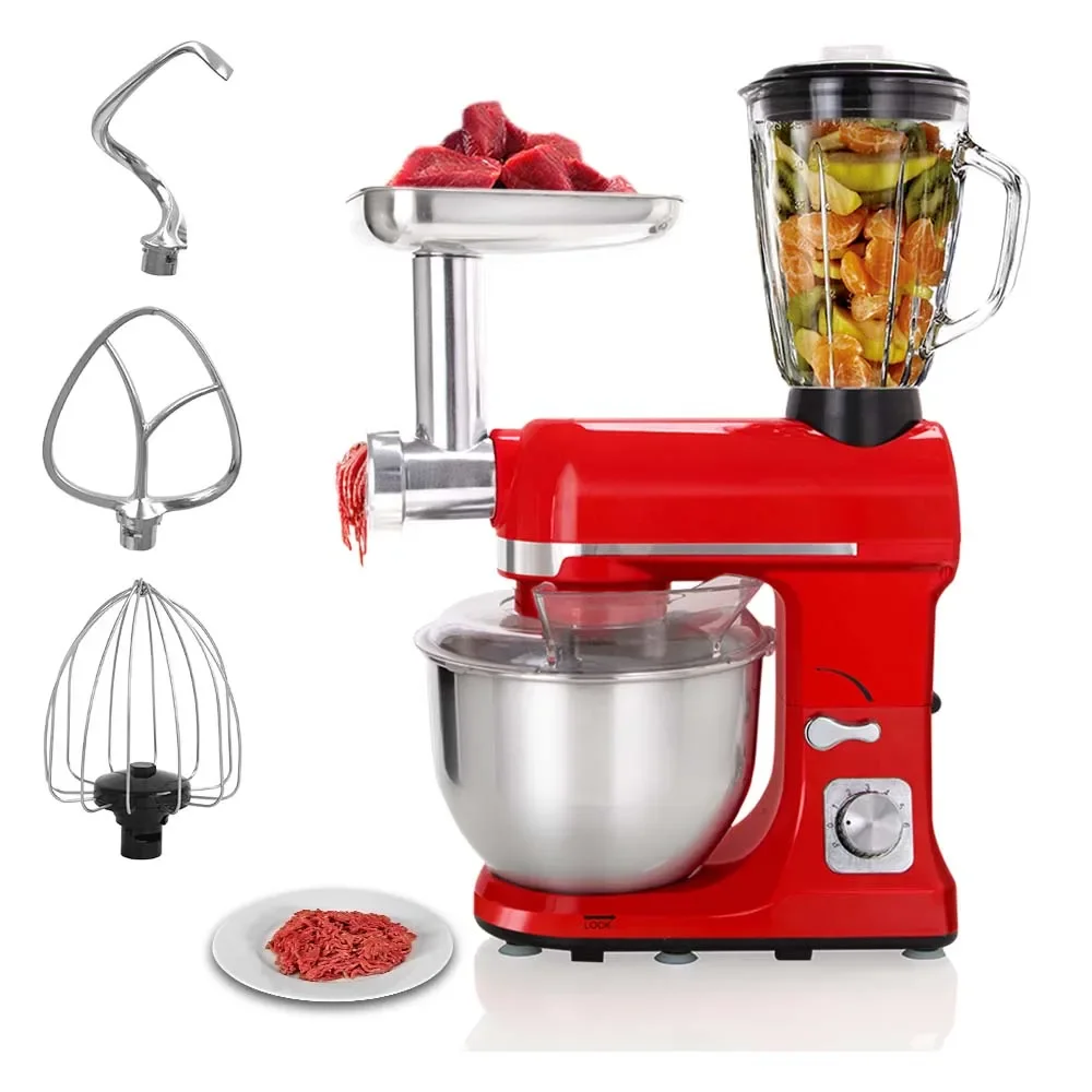 3 in 1 Multifunctional Home Kitchen 5L Electric Food Mixer 120v 6 speeds with Juice Cup Meat Grinder Stand Food Mixer