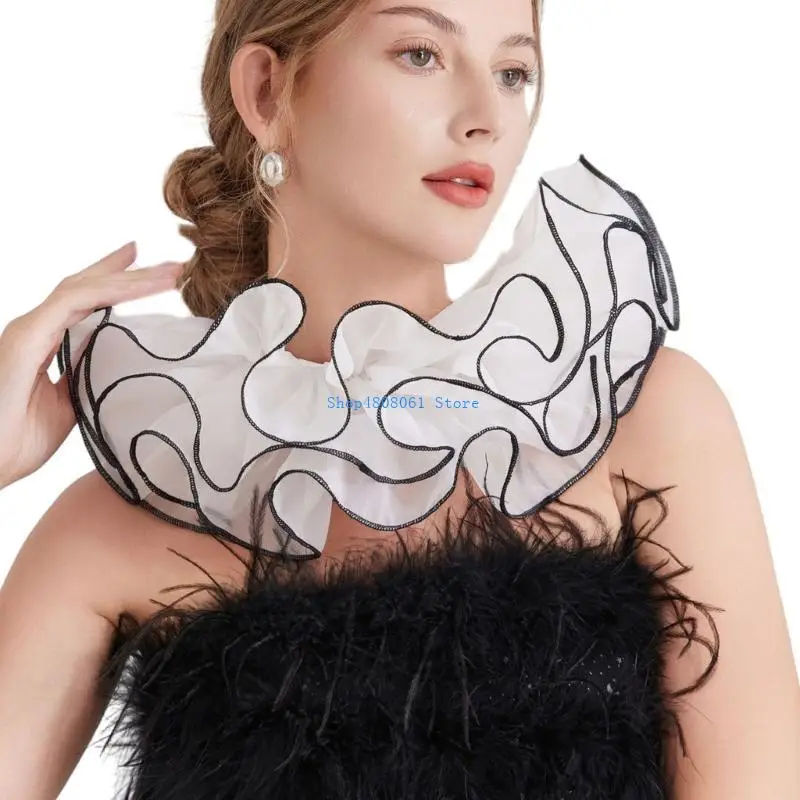 T3LC gotische kanten kraag Halloween-accessoire voor volwassenen kinderen cosplay ademend polyester