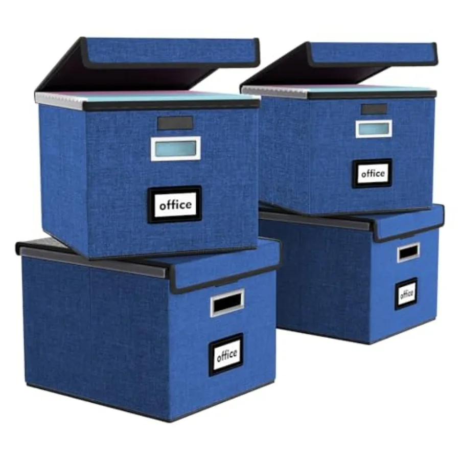 Decorative File Organizer Boxes Office Document Storage with Lids Portable Collapsible Linen Hanging Filing and Storage Boxes f