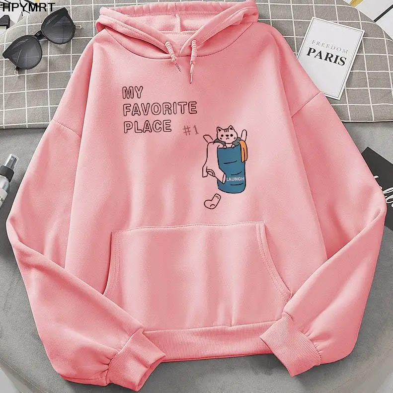 2022 Autumn Winter Large size Women's Sweatshirt rainbow cloud Cartoon Printing long sleeves pocket Hoodie Kawaii Female Clothes