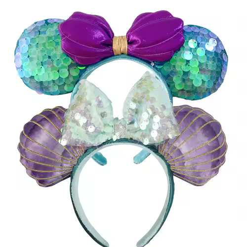 2026 Mickey Mouse Ears Headband 2025 Cinderella Rapunzel Princess Bow Minnie Ear Headwear for Adult Kids Holiday Hairband - Image 41