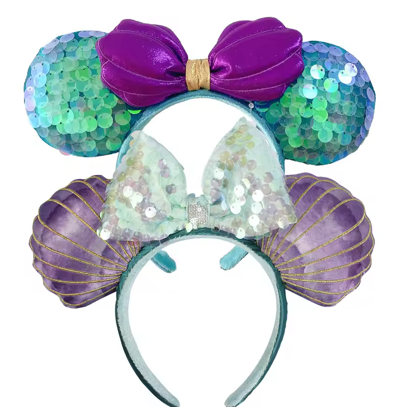 2026 Mickey Mouse Ears Headband 2025 Cinderella Rapunzel Princess Bow Minnie Ear Headwear for Adult Kids Holiday Hairband - Image 41