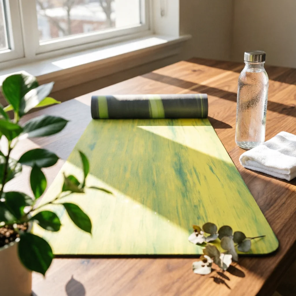 Natural Rubber Exercise Mat Layered Non-Slip Exercise Mat Workout Pad Absorbent Indoor