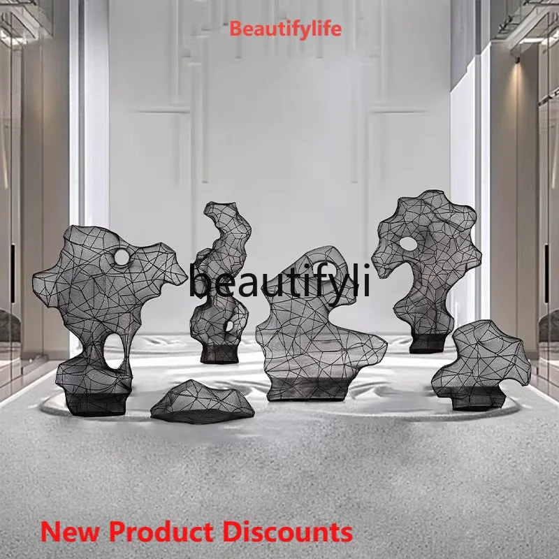 

X cn8350 ss Hotel Lobby Ornament Abstract Floor Decoration Metal Sculpture Sales Office Hall Installation