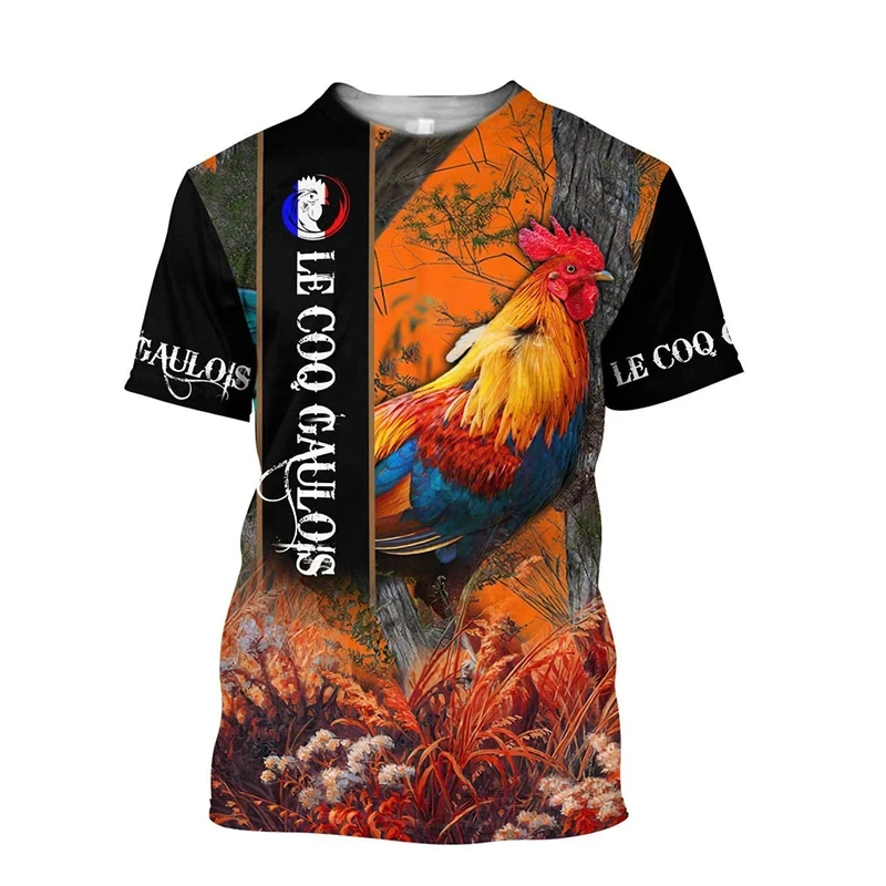 Summer 3D Print T-Shirts Men Women Round Fighting Rooster Pattern T Shirt Short Sleeve Oversized Harajuku Tee Top Kid Clothing