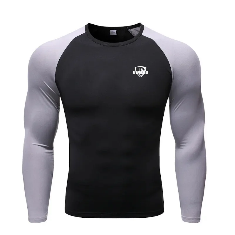 New Men Running Tight Sports T-shirt compression Quick dry long sleeved T-shirt Male brand Gym shirt Fitness Tees Training Tops