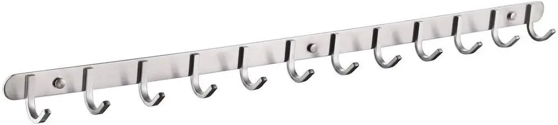 

Modern Wall-Mounted Coat Rack with 12 Square Hooks, Durable Stainless Steel, Easy Installation, Rustproof