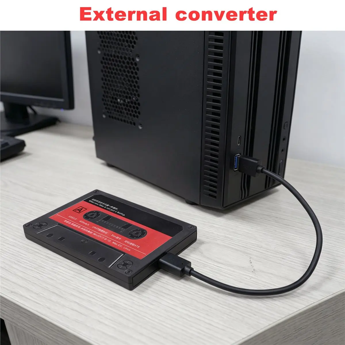 A46U SSD Enclosure, 2.5Inch Hard Drive Enclosure SATA to USB3.0 Adapter External Converter SSD Case for PC Laptop