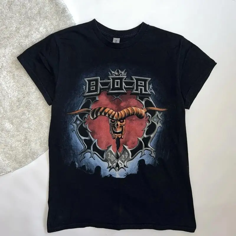 B.O.A.M.K Horned Demon Head Blue Flames T-Shirt