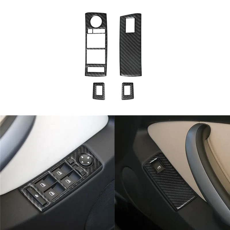 

Carbon Fiber Car Interior Windows Lifting Button Control Panel Trim Cover Sticker For BMW X5 2000-2006 Car Accessories