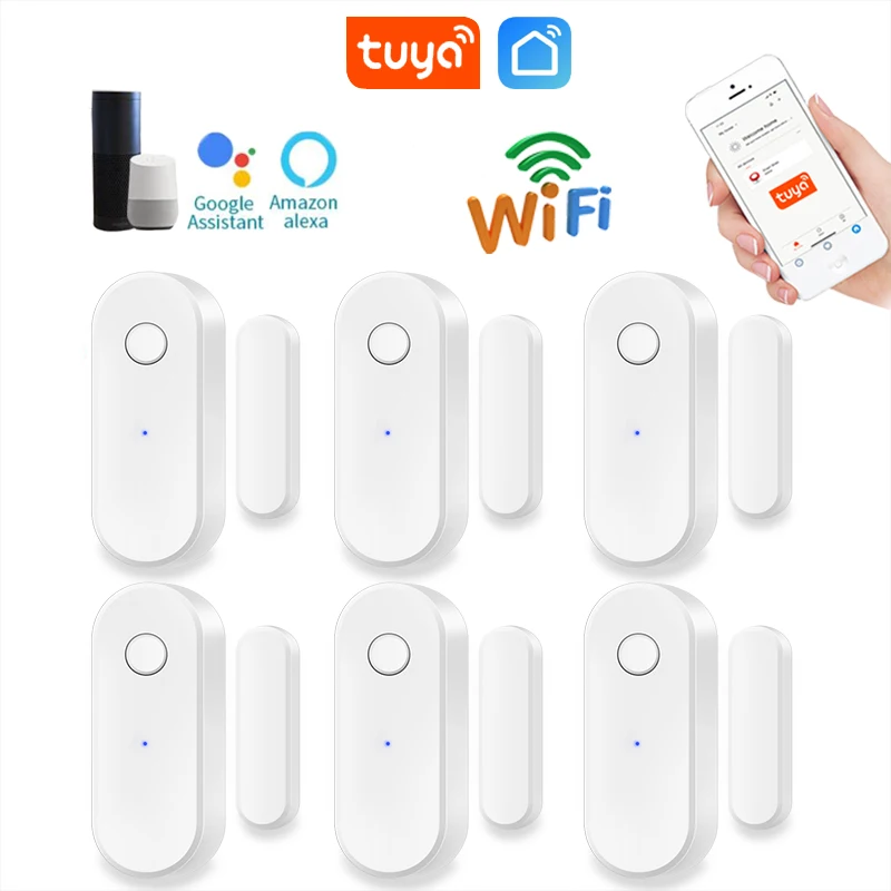 Tuya WiFi Door Sensor Window Anti-intrusion Door Open Close Burglar Security Alarm Magnetic Sensor Smart Life Alexa Google Home