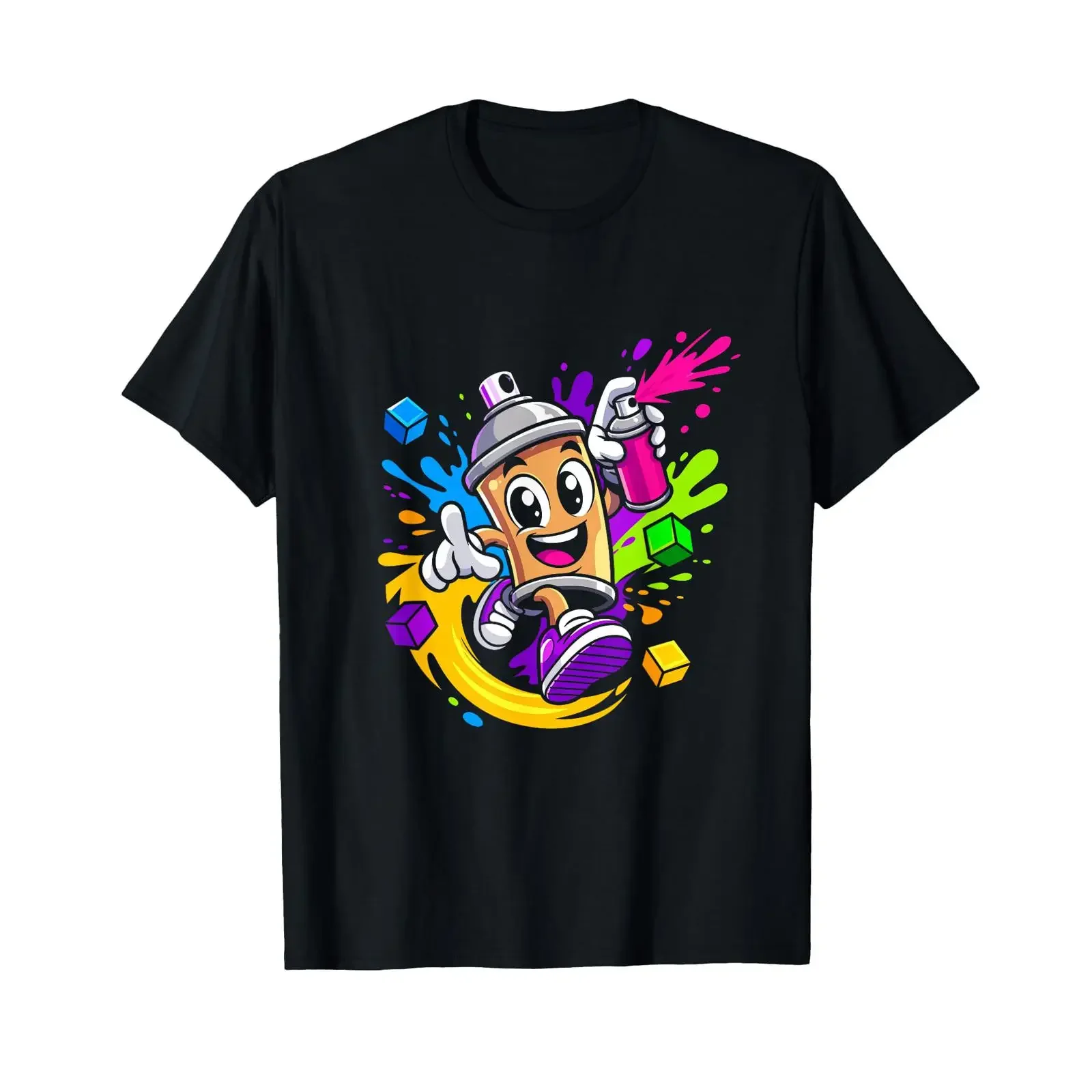 Graffiti Art Street Hip Hop Graffito Sprayer T Shirt vintage Washed Soft Stretched Casual Breathable Top For Everyday Wear