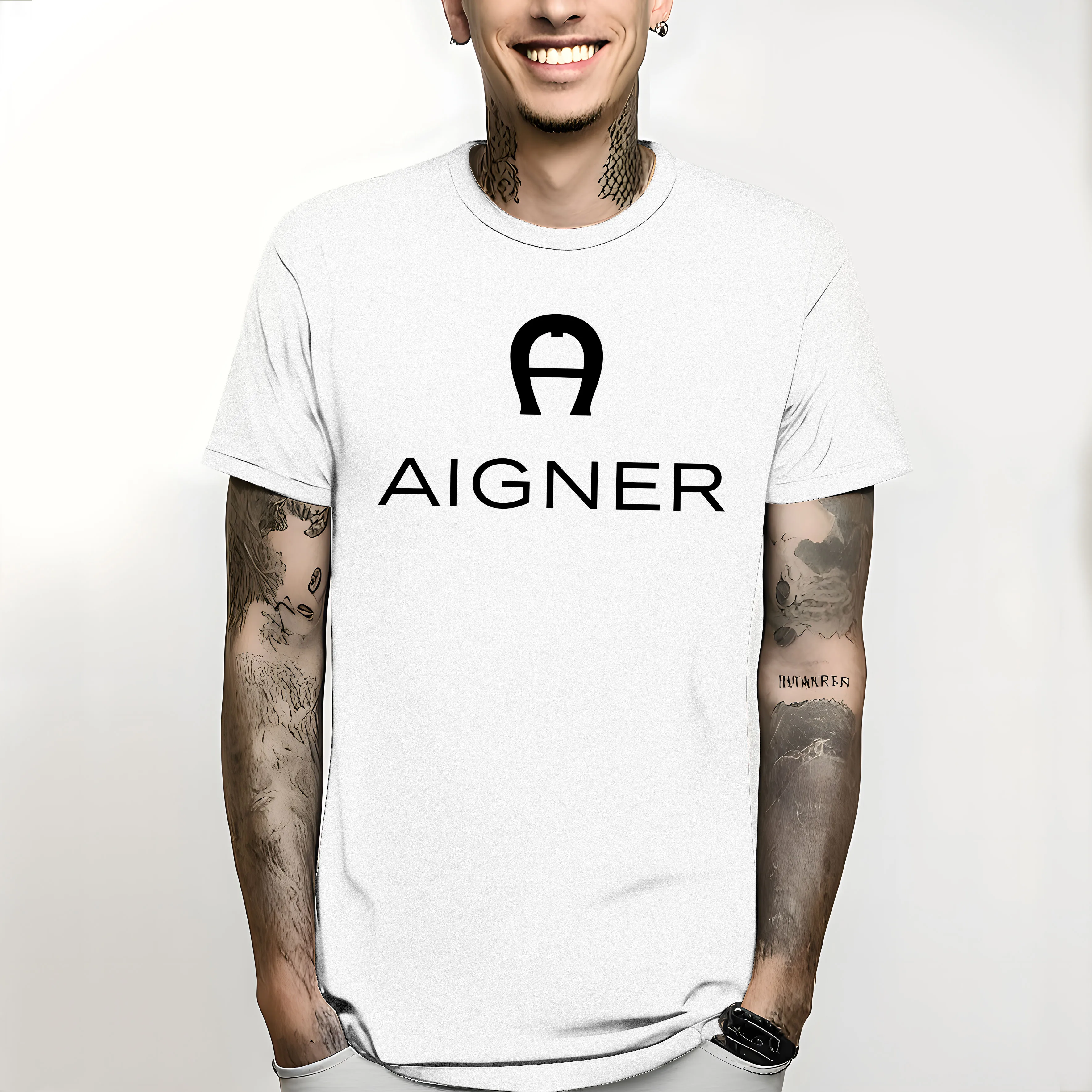 t-shirt Men Short Sleeve Cartoon Casual New Aigner Logo Tee Shirt Tops Clothing men clothing graphic harajuku Printing Tee2024