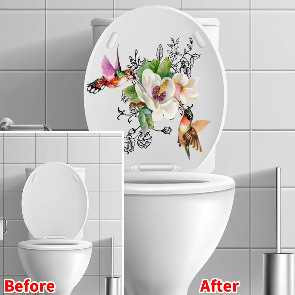 M539 Blumen vogel Toiletten aufkleber Badezimmer Toiletten abdeckung Aufkleber Wanda uf kleber wc für Haupt dekoration – Detail 1