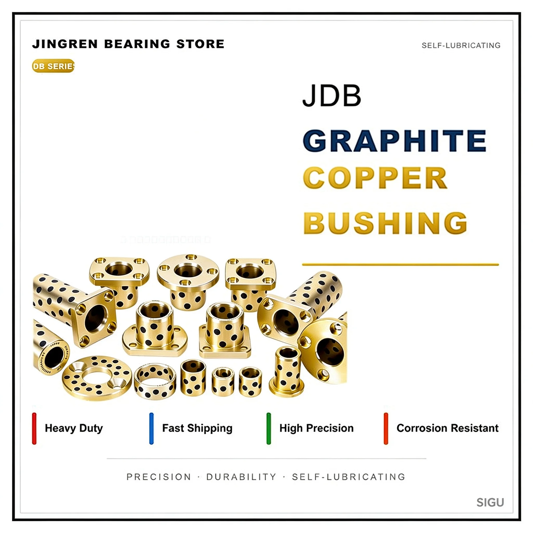JDB Graphite Inlaid Copper Bearing Sleeve 10*14*25*30*32*35*40*45*50 10*15*8*10*12*15*16*20