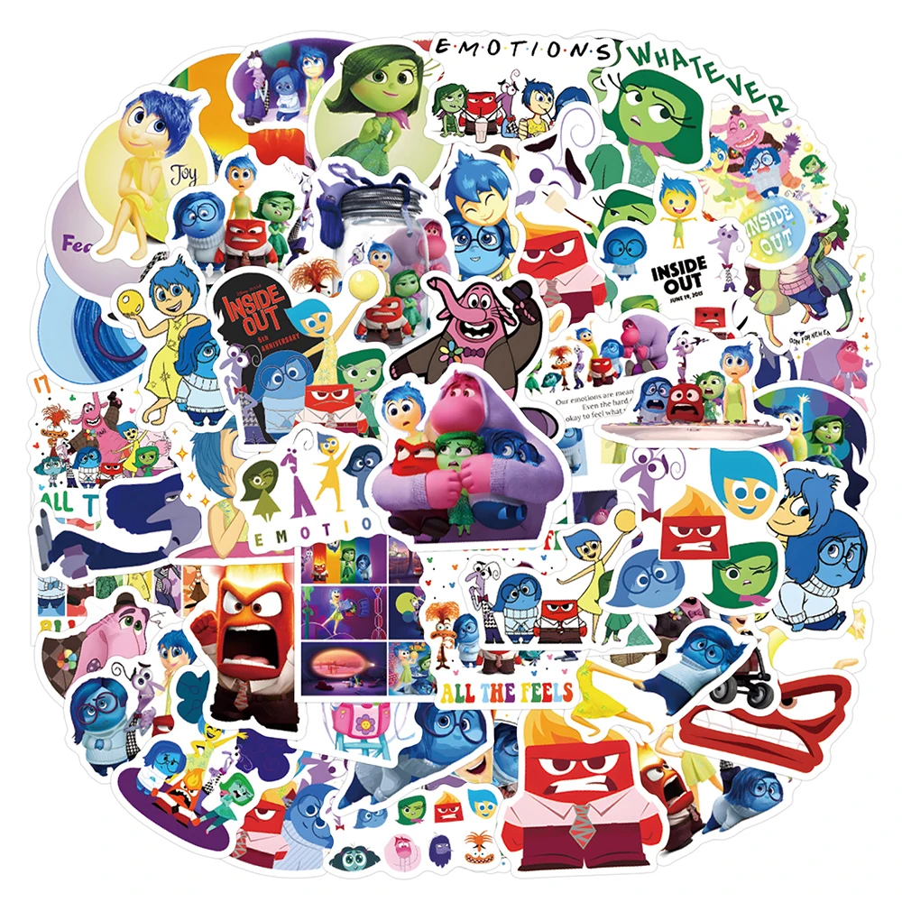 10/30/60/120pcs Cute Disney Inside Out Stickers Cartoon Joy Sadness Anger Disgust Anime Decals Toys Kids DIY Phone Car Laptop