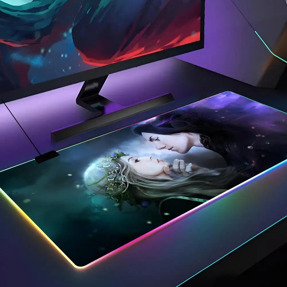 Acotar A Court of Mist and Fury Mouse Pad Gamer RGB Deskmat Keyboard Mat Gaming Laptops LED Mousepad Desk Protector Anime Mause