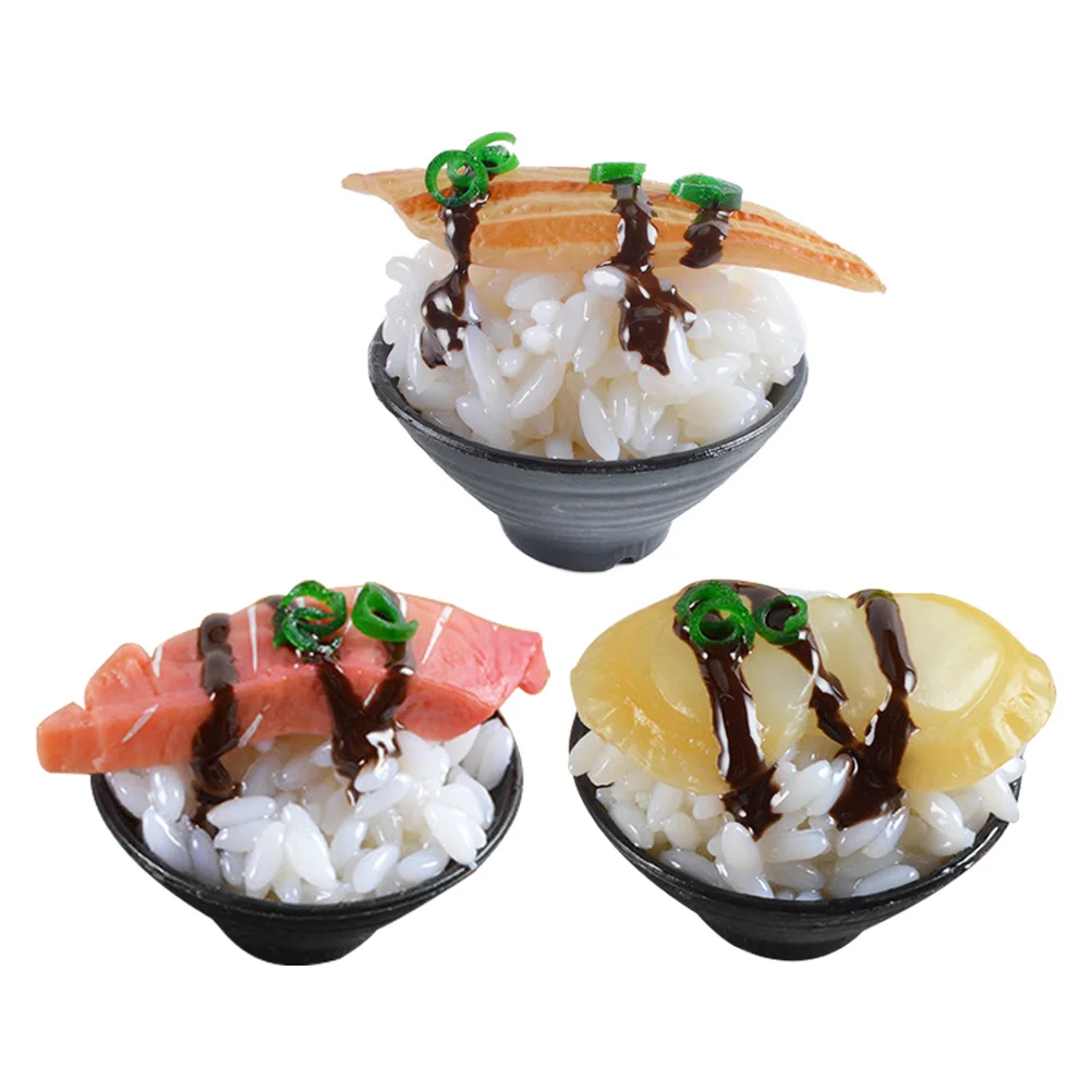 3 Pcs Simulation Sushi Kids Toys Play Food for Kitchen Restaurant Rice Pretend Accessories Game Child