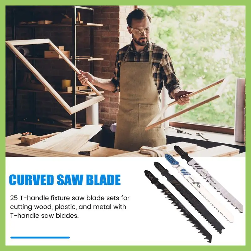 

Набор полотен для лобзика с Т-образным хвостовиком, 25 шт., полотна с Т-образным хвостовиком для резки дерева, пластика и металла
