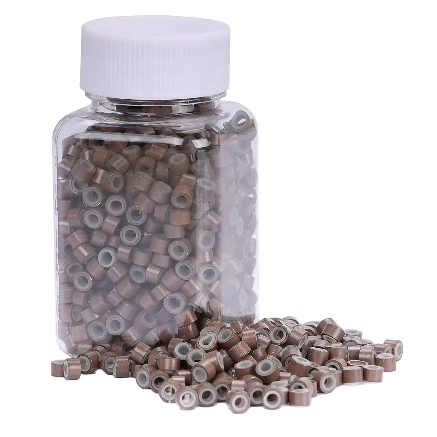 1000Pcs Micro Link Rings Beads for Hair Extensions 5mm Silicone Lined Beads Microlinks Hair Extensions Tool