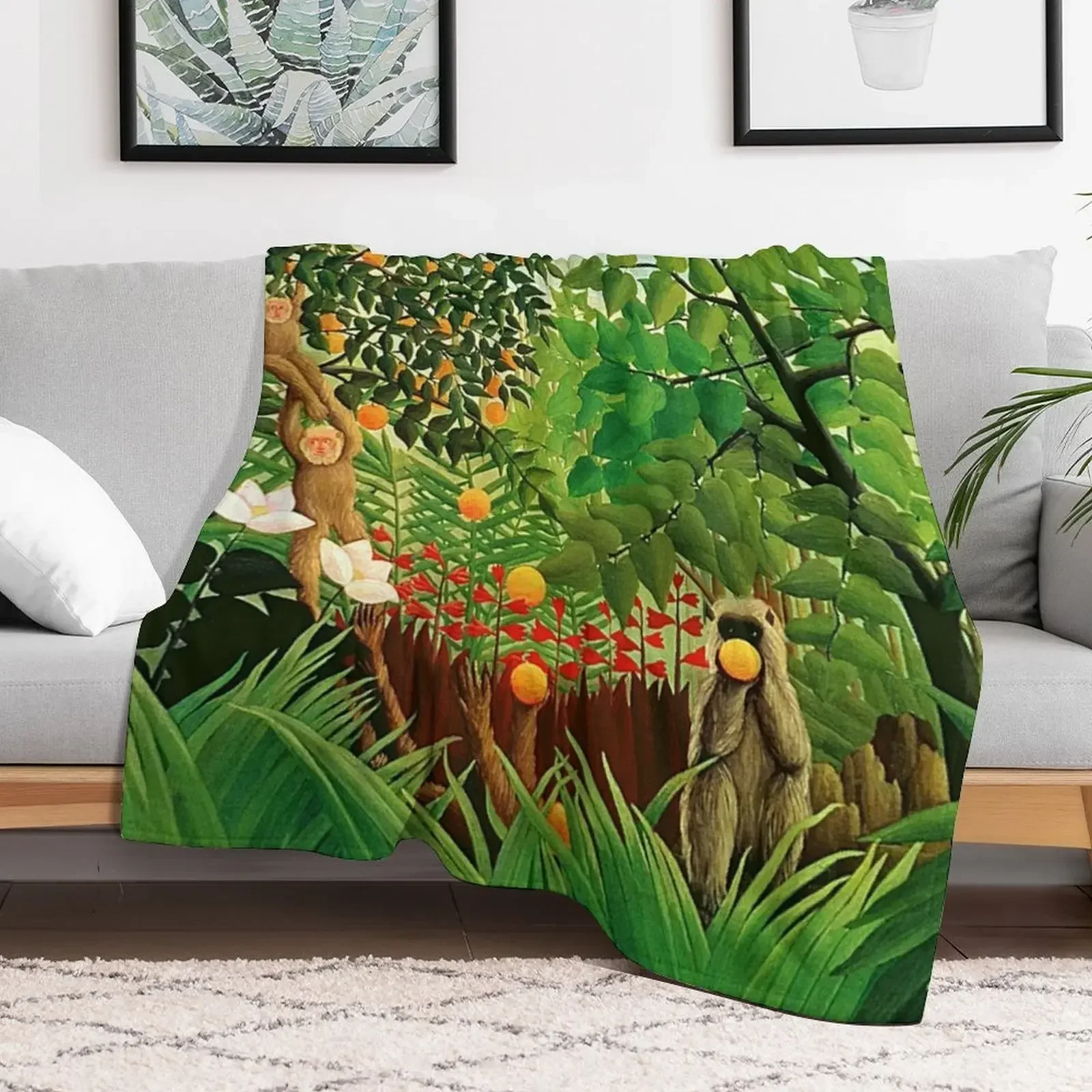 Henri Rousseau - Exotic Landscape Throw Blanket Nap Soft Hair Cute Blankets