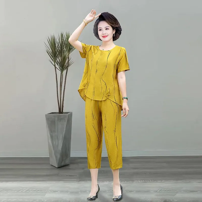 

Thin Soft Cotton Linen Loose Women Clothes Set Tops Harem Pants Two Piece Casual Set Vintage Lady Summer Fashion Set Suits