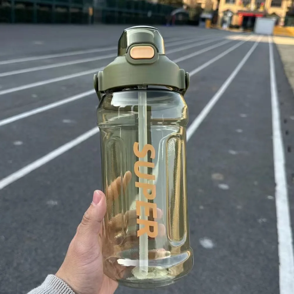 With Straw Sports Kettle with Straw Graduated Large Capacity Water Cup with Straw Dustproof 1.3L 1.5L 2L Fitness Water Bottle