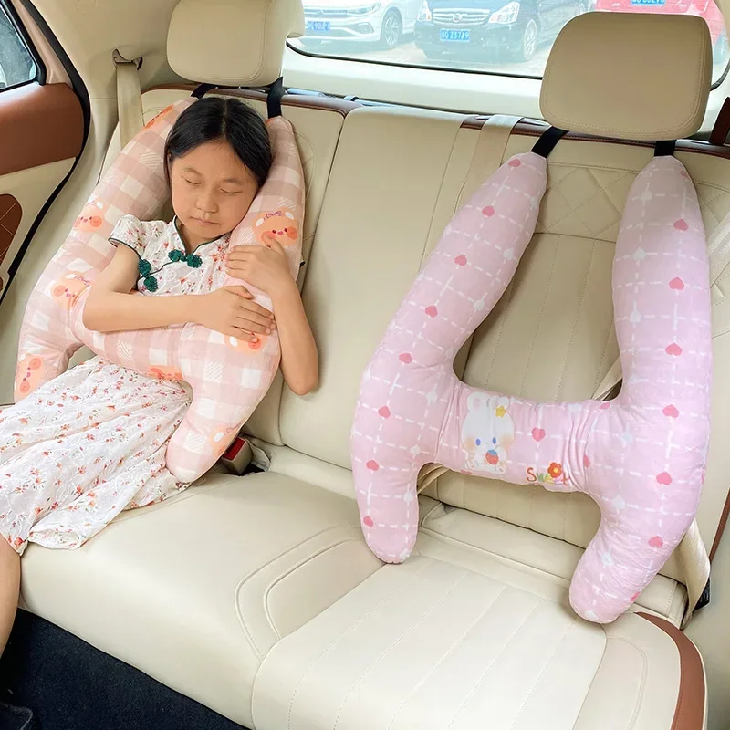 New Car Seat Safety Neck Pillow Cute Kid and Adult Car Sleeping Neck Head Support H-Shape Travel Pillow Cushion Child Tools 