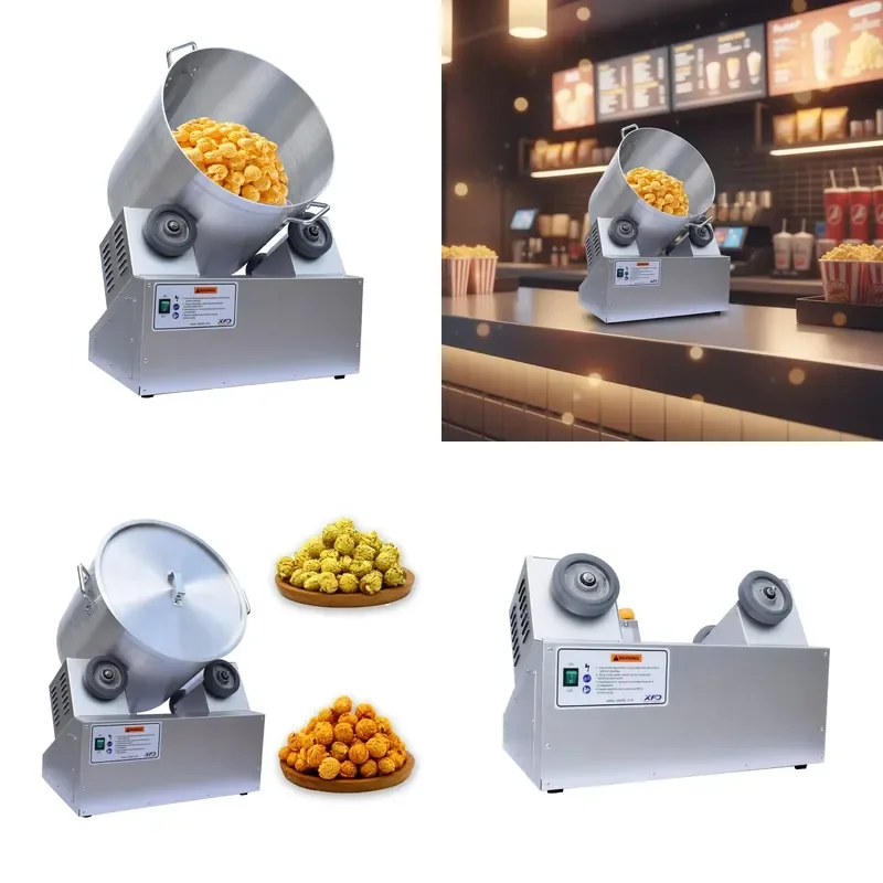 New Electric Coating Mixer Drum Machine 304 Stainless Steel 220V Portable Light Energy Saving for Making More Flavorful