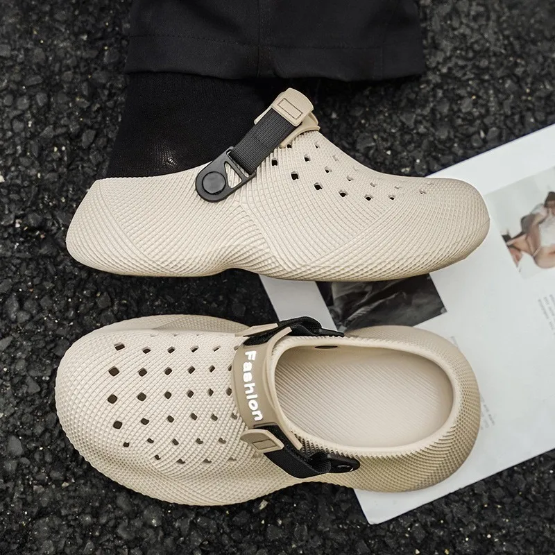 Men's Summer-Ready Chunky Sole Driving Beach Shoes 3D Texture Non-Slip Durable Comfortable Breathable Slip-On Sneakers