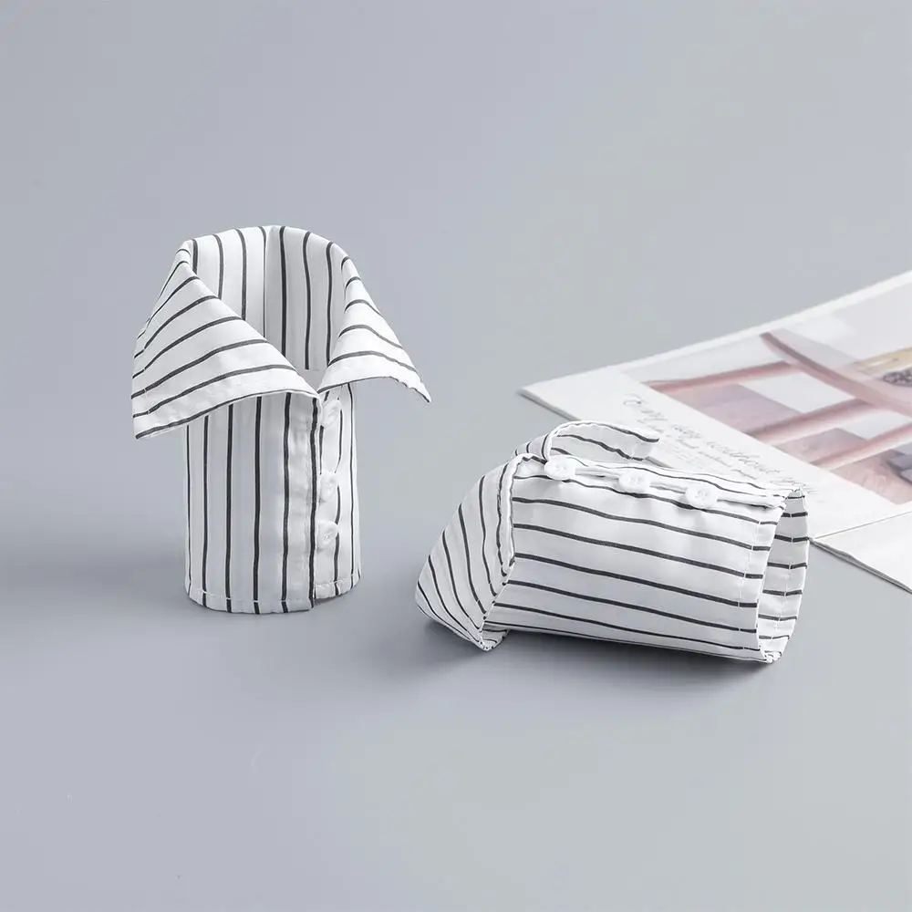 Tirantes falsos desmontables con rayas azules y blancas, botones, manga suave y acogedora para el brazo, exhibición de Arte de uñas para adolescentes y mujeres, mangas decorativas para la muñeca