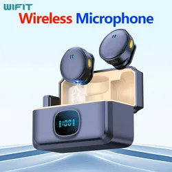 WIFIT Plug and Play 2,4G Chip inalámbrico botón de succión magnético micrófono de cuello con estuche de carga para grabación de vídeo