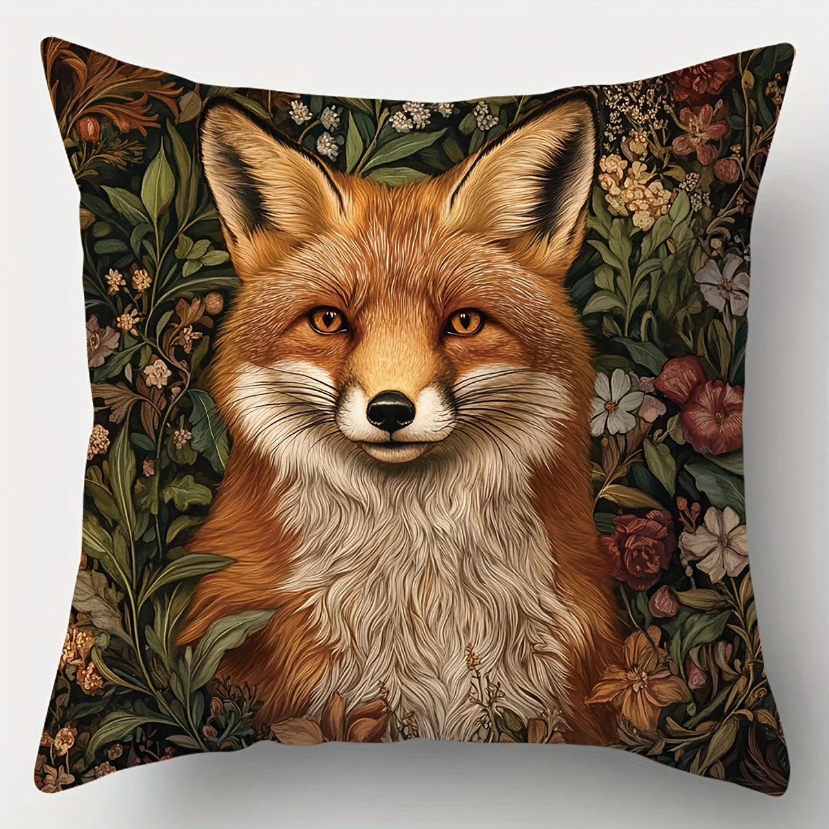 Rustic Woodland Forest Animal Print Throw Pillow Covers Set of 4 Fox Deer Bunny Squirrel Cottagecore Botanical Nature Home Decor