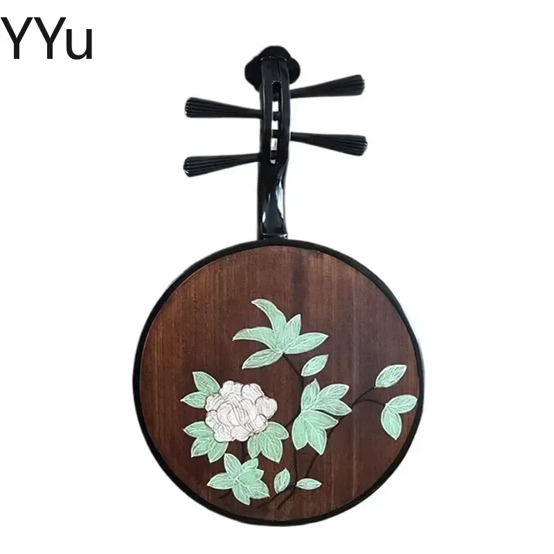 for Painted 4 String Moon Zither Vintage Ethnic Classical Handmade Chinese Traditional Musical Instruments Folk Lute Gift