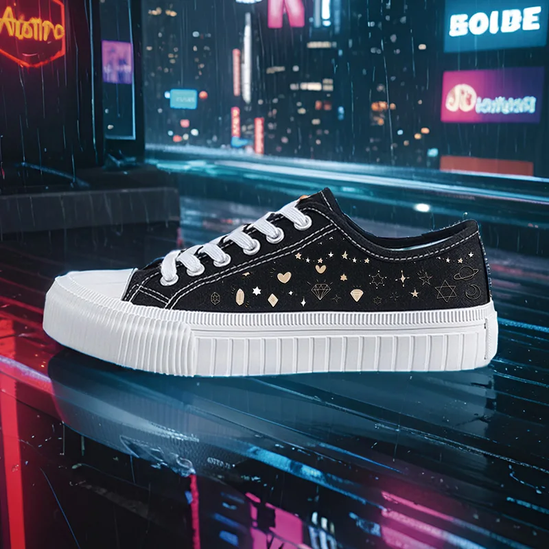 

Women's Sports Shoes Student Sports Enthusiasts Spring and Summer Women's Canvas Shoes Round Toe High Top Round Toe Flats Bottom Breathable Vulcanized Shoes Digital Printing Women's Shoes