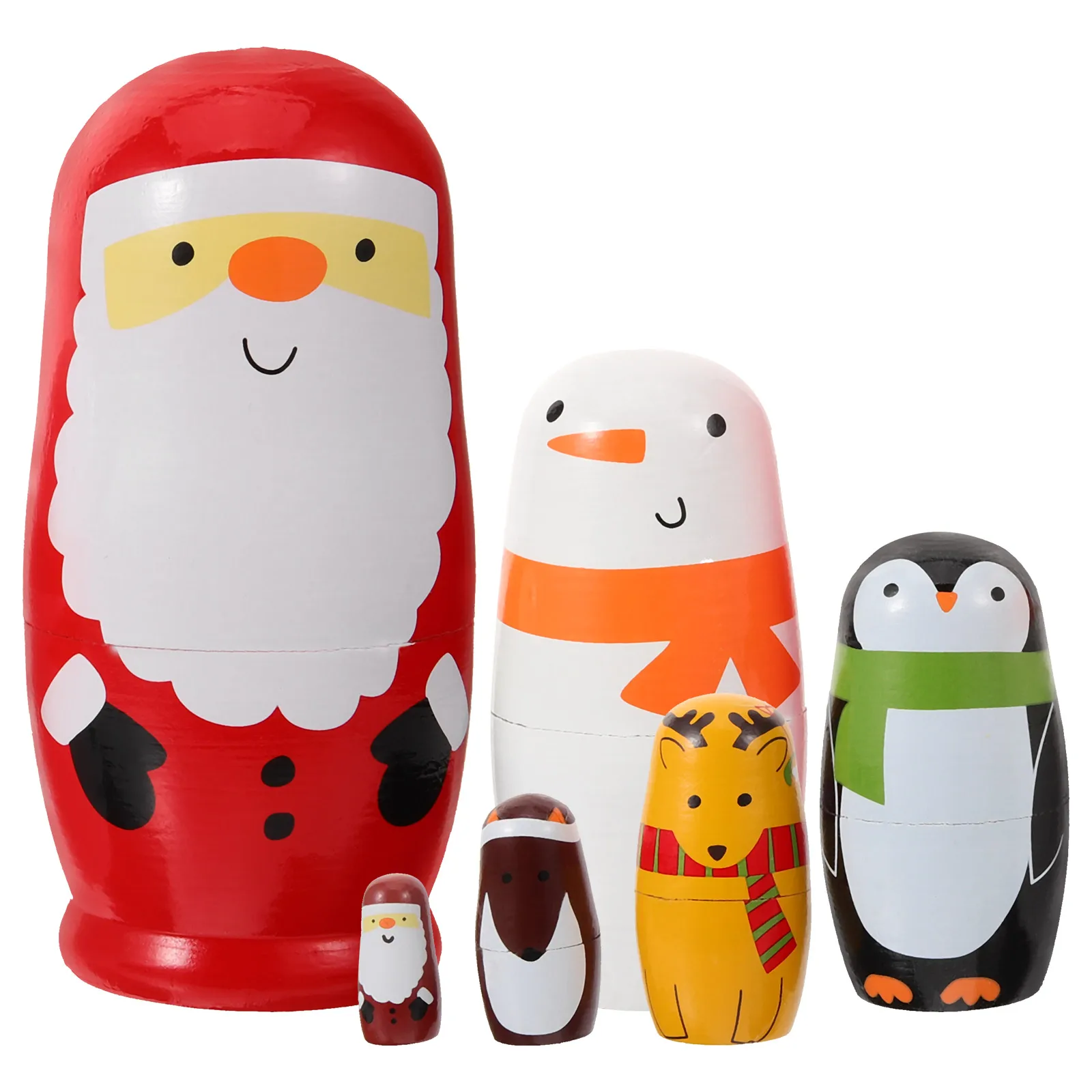 

6pcs Lovely Santa Claus Russian Nesting Dolls Handmade Wooden Matryoshka Toys Colorful Wood Baby Toy Gift for Kids New 2025