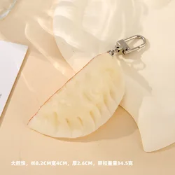 dumpling keychain Simulated Boiled Dumplings Model Geometric Keychain for Women Girls Food Series Bag Accessories Key Ring