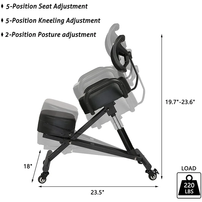 Эргономичное кресло на коленях, офисное кресло со здоровой спинкой и вертикальной осанкой, гибкие и Запираемые колеса, регулируемый коленный стул для спальни