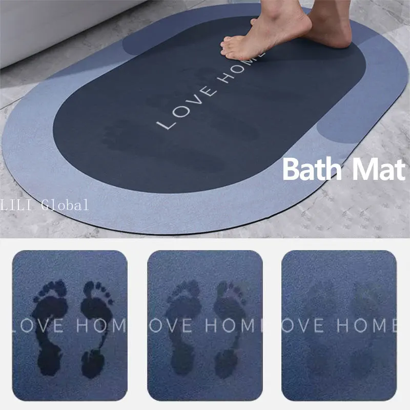 Absorbent Bathroom Bath Mat Anti-slip Shower Rug Diatom Ooze Bath Mats Kitchen Entrance Doormats Home Floormat Bathtub Carpet