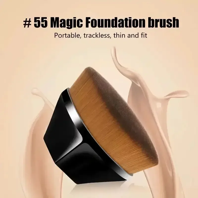 1Pc Kabuki Bruiningsborstel Met Siliconen Reinigingspad - Draagbare, No-Mess Foundation & Zelfbruiner Applicator Voor Gezicht En Lichaam