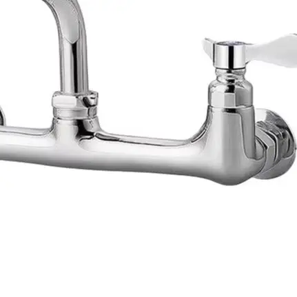 8 Inch Commercial Kitchen Faucet Brass Hot Cold Water Sink Mixer Space Efficient 30 x 10 x 21.2 cm Silver Finish