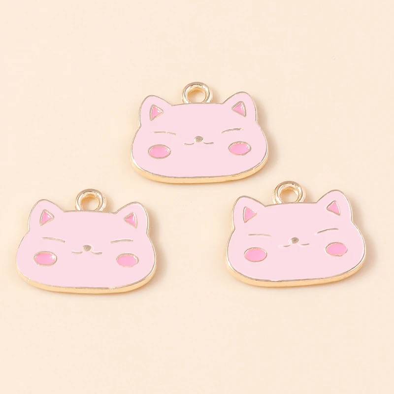 Leslie 10 Stück süße Emaille-Katze-Charms, Kawaii-Katzen-Anhänger, Halskette, Schlüsselanhänger, Ohrringe, DIY-Schmuckherstellung, Zubehör, Großhandel – Detail 4