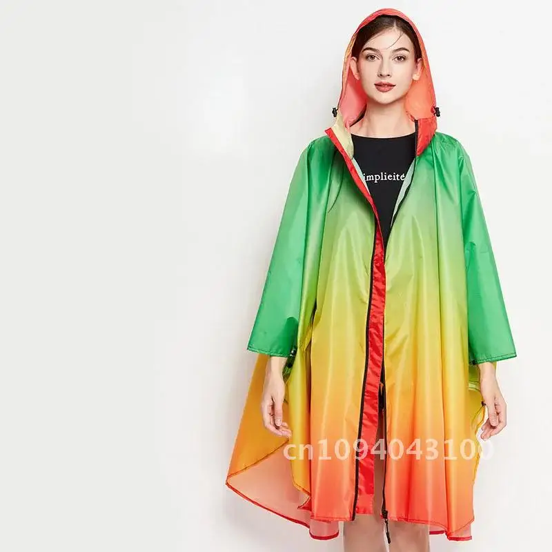 New Colorful Women Biker Raincoat Lightweight Adult Coat Gradient Rain Raincoats Poncho Waterproof Cloak Rainwear Motocycle Men