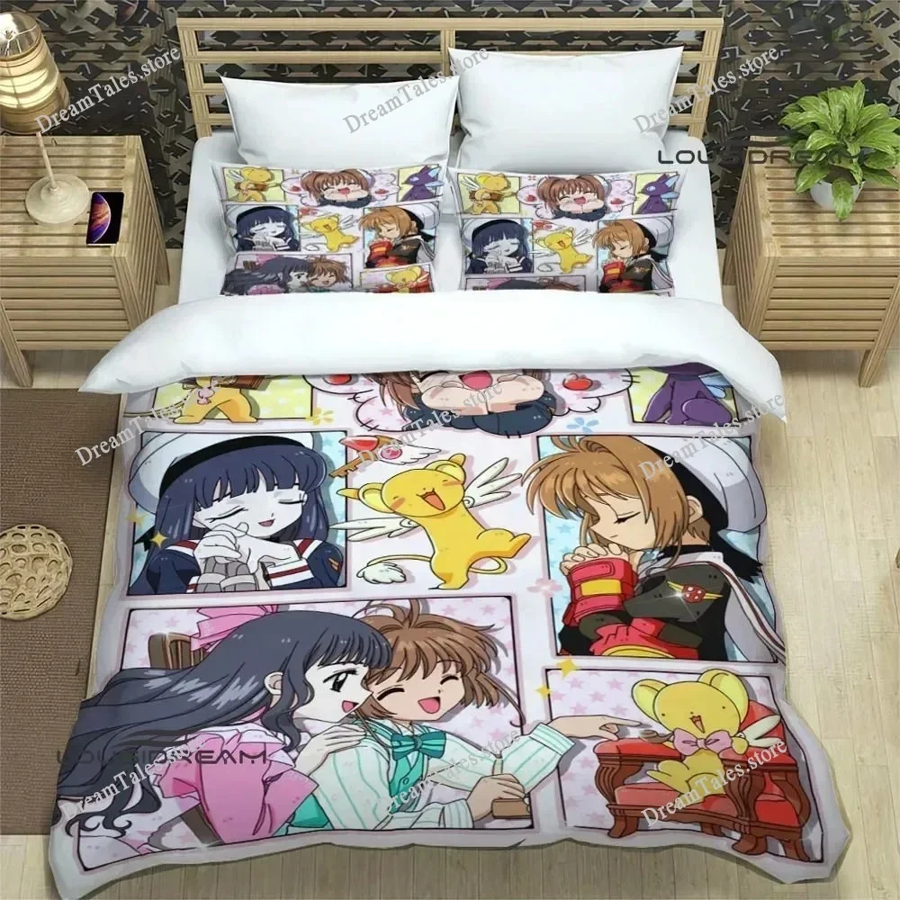 Card Captor Sakura Print Bedding Sets Exquisite Bed Supplies Set Duvet Cover Bed Comforter Set Bedding Set Luxury Birthday Gift