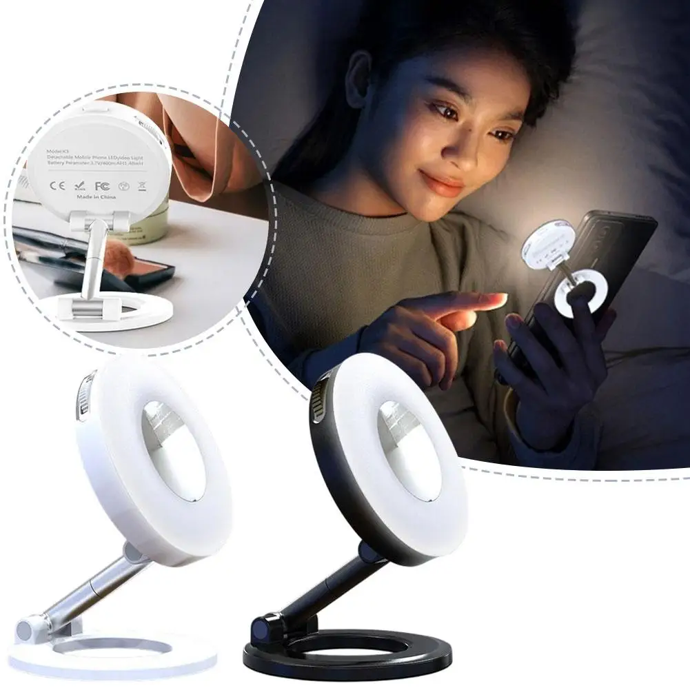 جديد صغير المغناطيسي ملء ضوء الهاتف المحمول ثلاثة ألوان صورة شخصية ل Magsafe المحمولة للطي اطلاق النار ضوء طبقة مزدوجة الحلقي