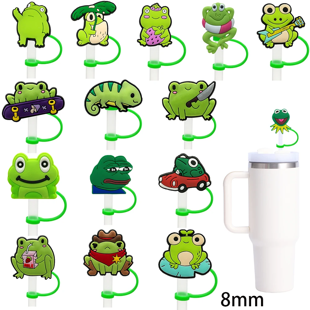 

8mm cute frog silicone straw cap Straw stopper reusable spillproof drinking fashionStraw Fit cup straw cap pendant