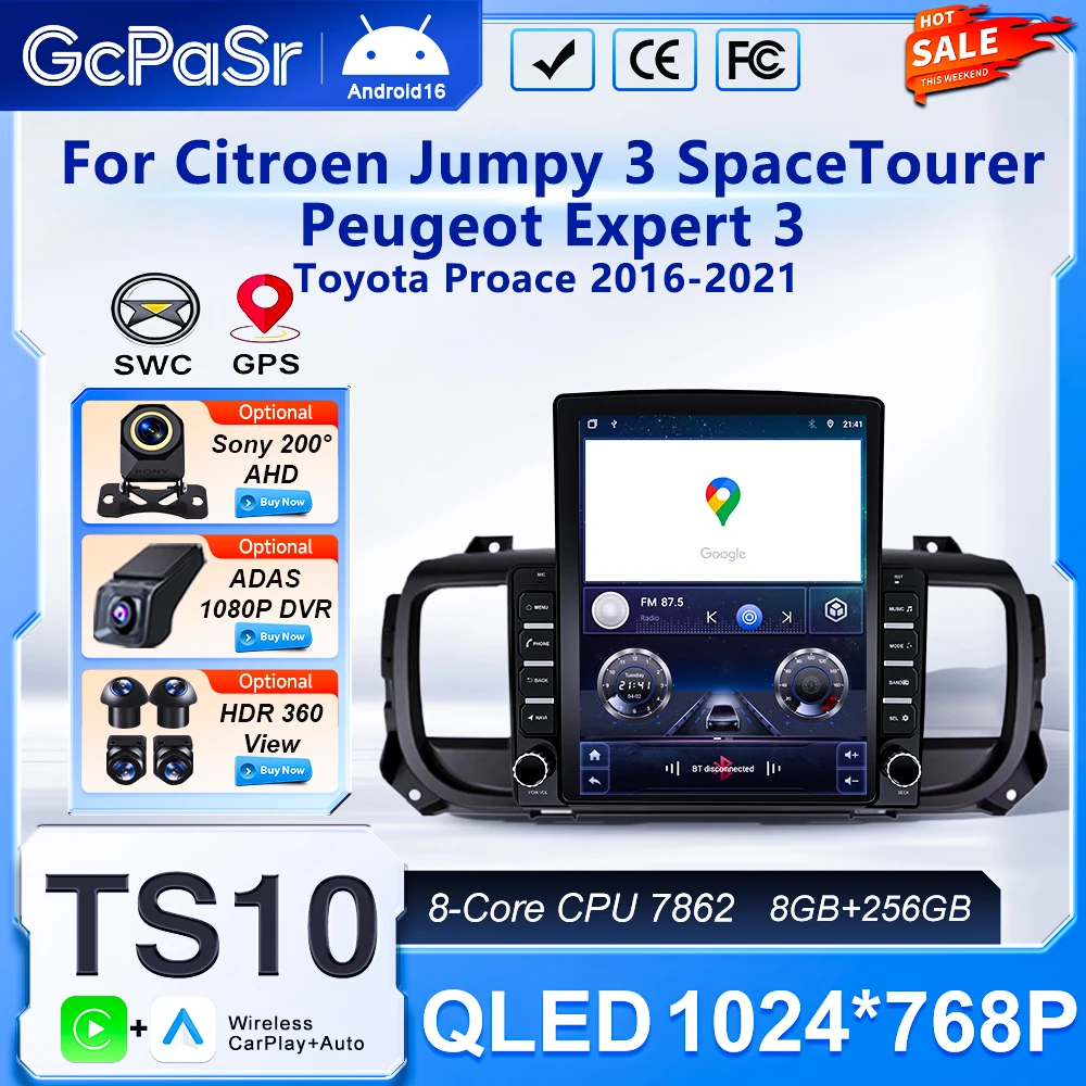 9.7inch For Citroen Jumpy III 3 Space Tourer 1 For Peugeot Expert 3 For Toyota Proace 2016 2017 2018-2021 Radio GPS Navigation