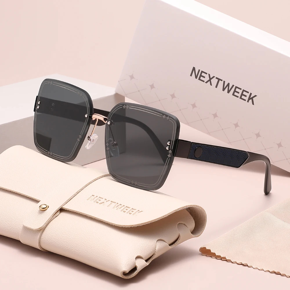 

NEXTWEEK Oversized UV400 Sunglasses Square Frame Gradient Fashion Eyewear For Women Driving Vacation Glasses
