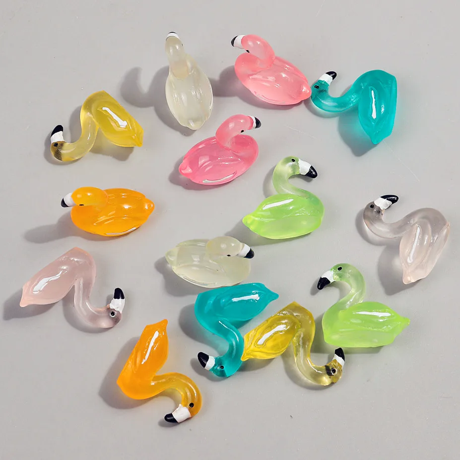 7pcs Cute Swan Resin Bead Charms Cartoon Flamingo Pendant for DIY Jewelry Making Keychain Necklace Earring Accessories Wholesale